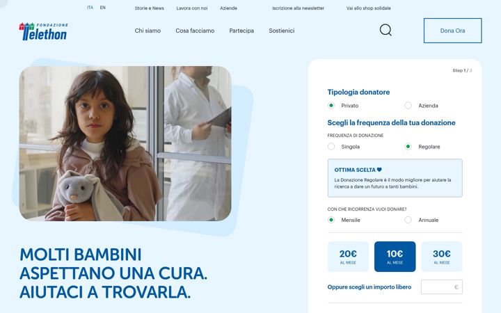 Ekrano kopija fondazionetelethon.it