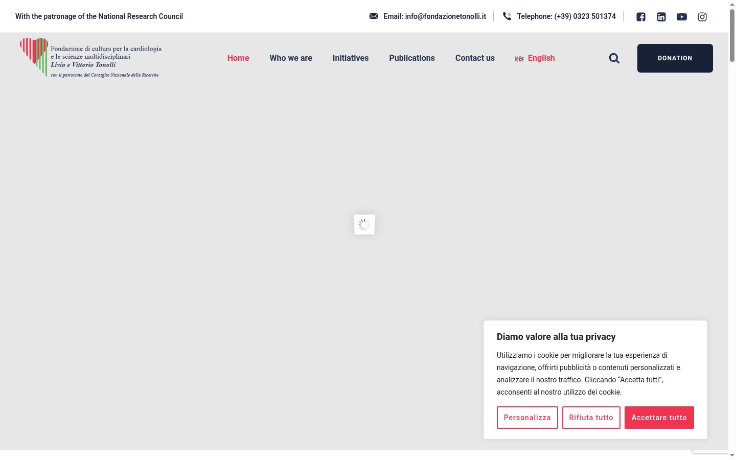 Screenshot del banner di consenso mostrato prima di qualsiasi interazione