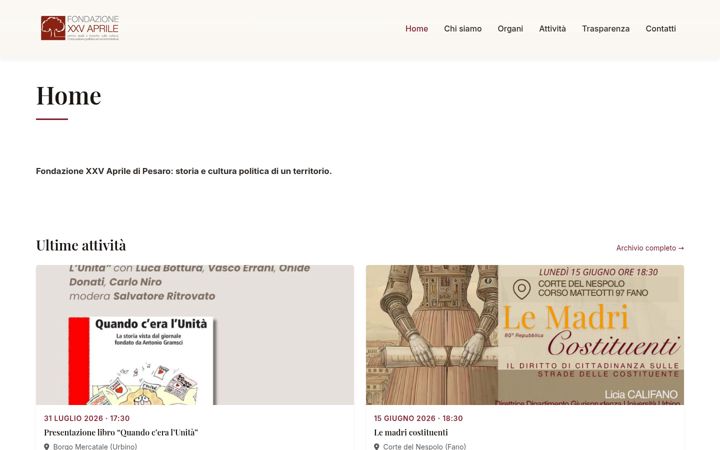 Screenshot ta' fondazionexxvaprile.it