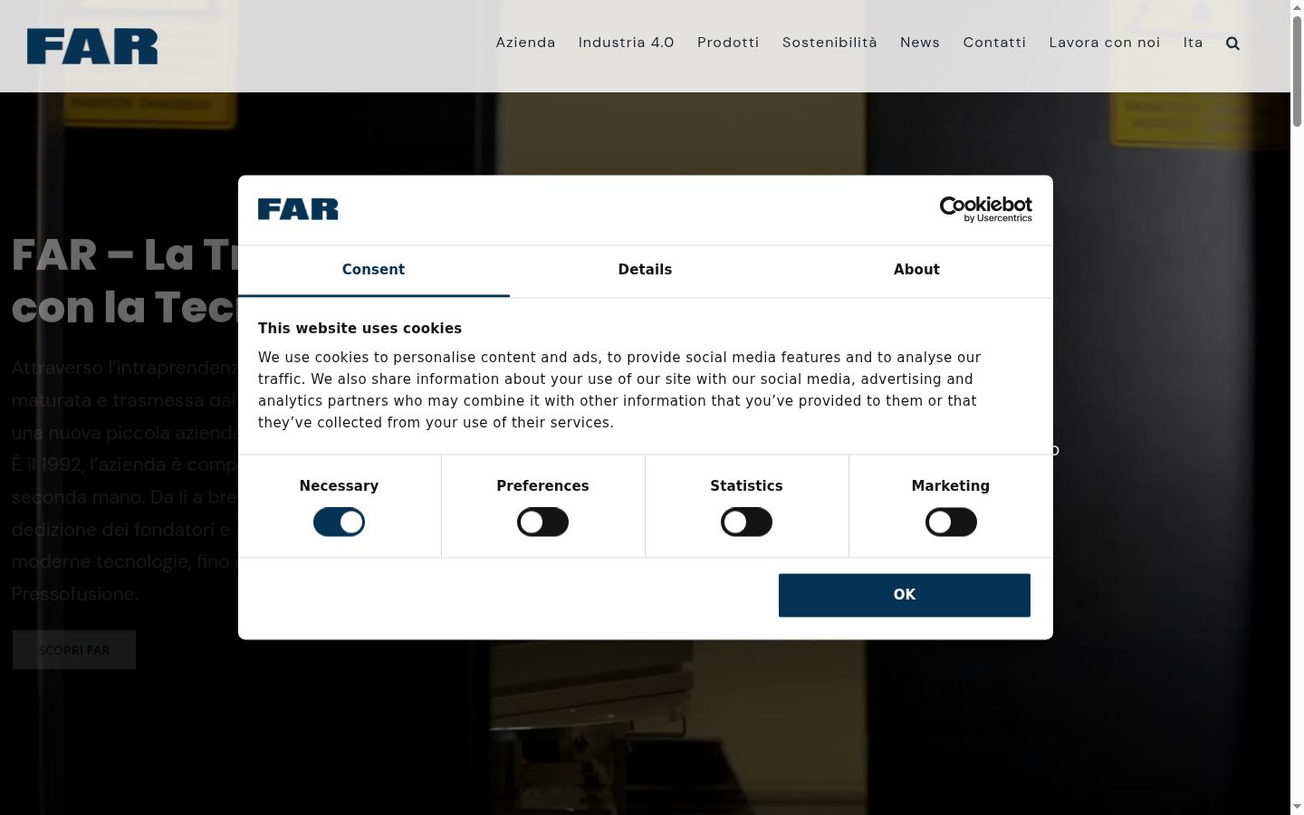 Screenshot of the consent banner shown before any interaction