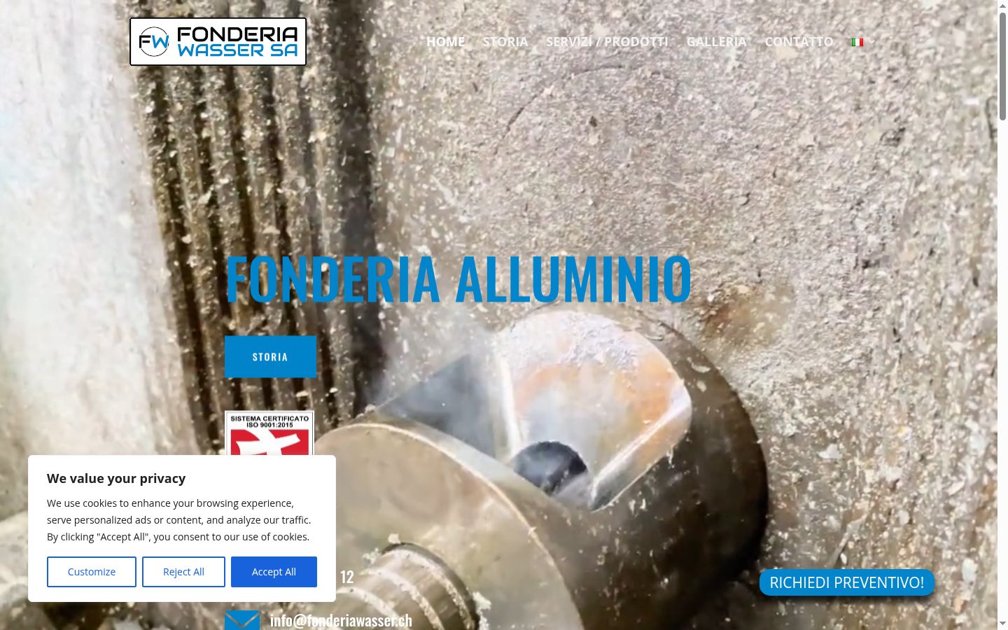 Screenshot del banner di consenso mostrato prima di qualsiasi interazione