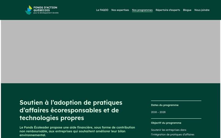 Skärmbild av fondsecoleader.ca