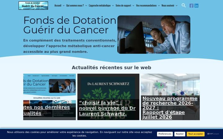 Screenshot of fondsguerirducancer.fr