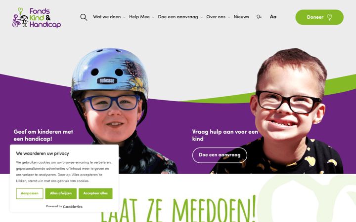 Screenshot ta' fondskindenhandicap.nl