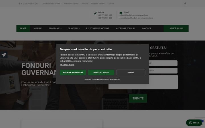 Captură de ecran a fonduri-guvernamentale.ro