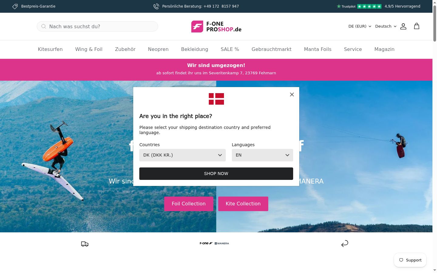 Captura de ecrã do banner de consentimento apresentado antes de qualquer interação