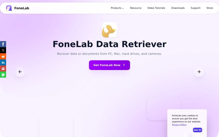Kuvakaappaus sivustosta fonelab.com