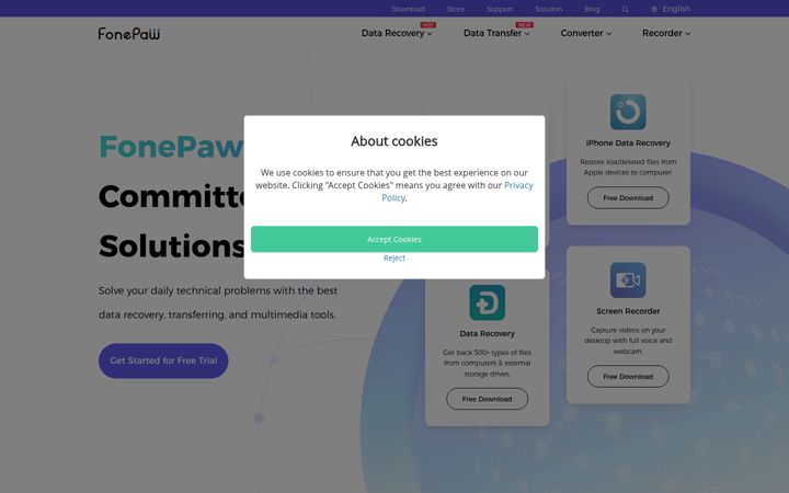Screenshot of fonepaw.com