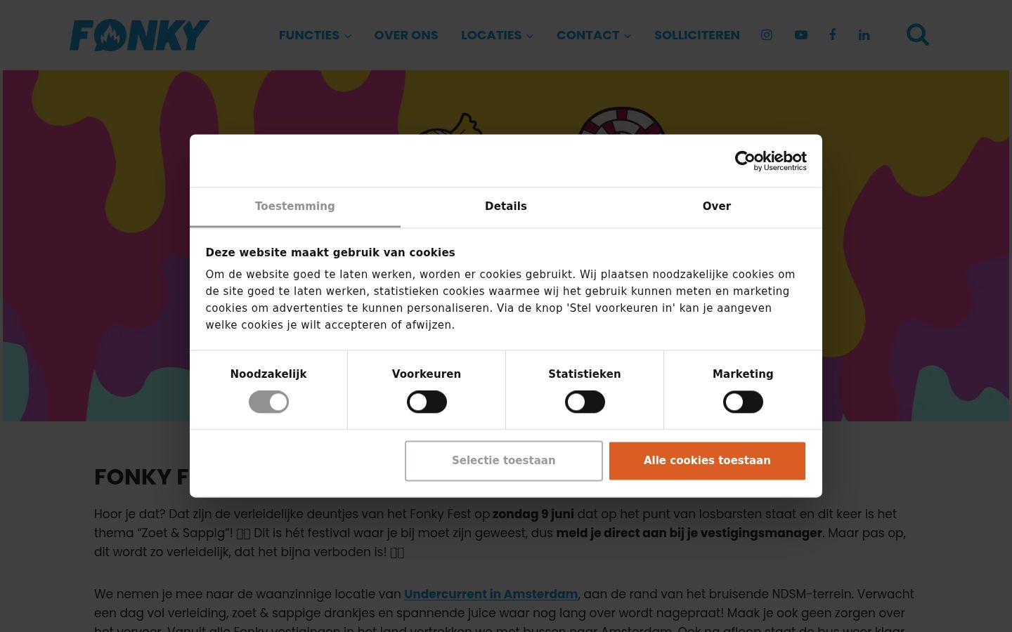 Screenshot des Einwilligungsbanners vor jeglicher Interaktion