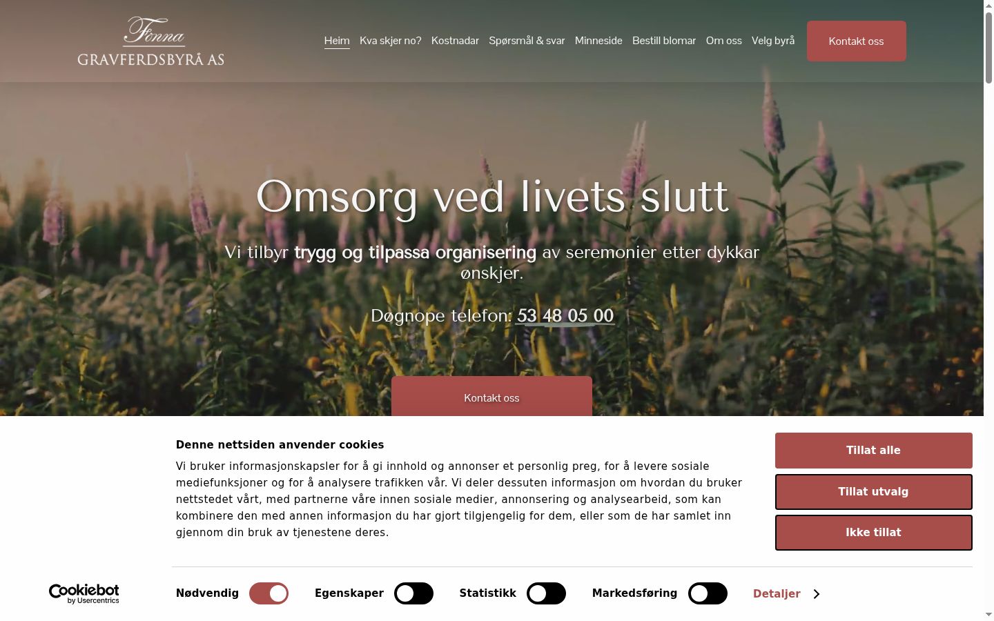Skjermbilde av samtykkebanneret slik det vises før noen interaksjon