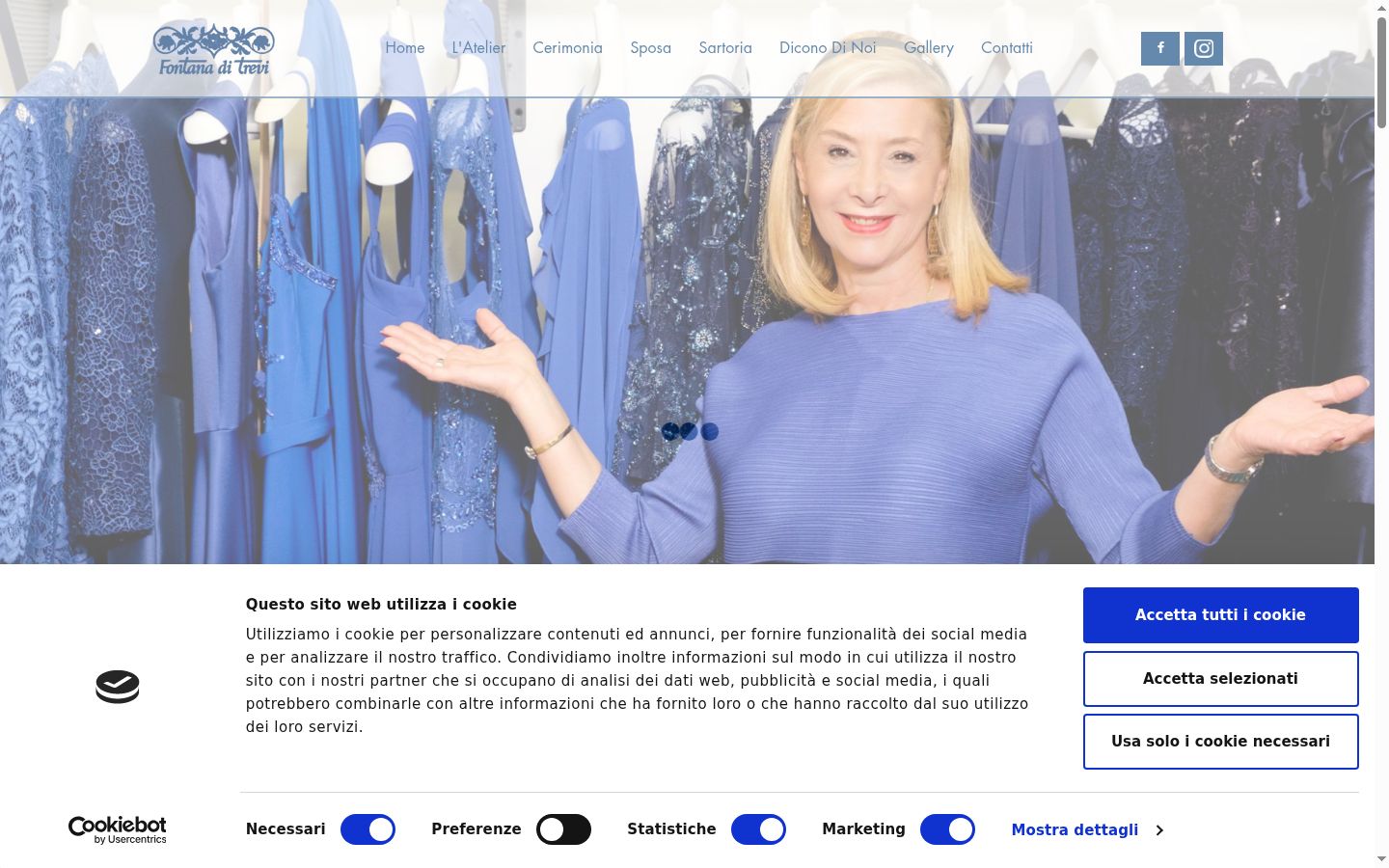 Screenshot del banner di consenso mostrato prima di qualsiasi interazione