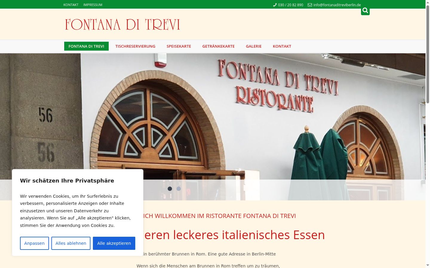 Screenshot del banner di consenso mostrato prima di qualsiasi interazione
