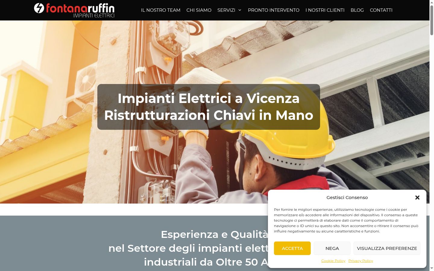 Screenshot del banner di consenso mostrato prima di qualsiasi interazione
