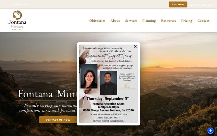 Screenshot of fontanamortuary.com