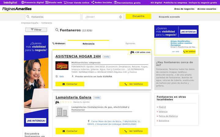 Screenshot of fontaneros-fontaneria.es