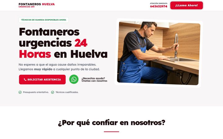 Screenshot stránky fontanerosenhuelva.es