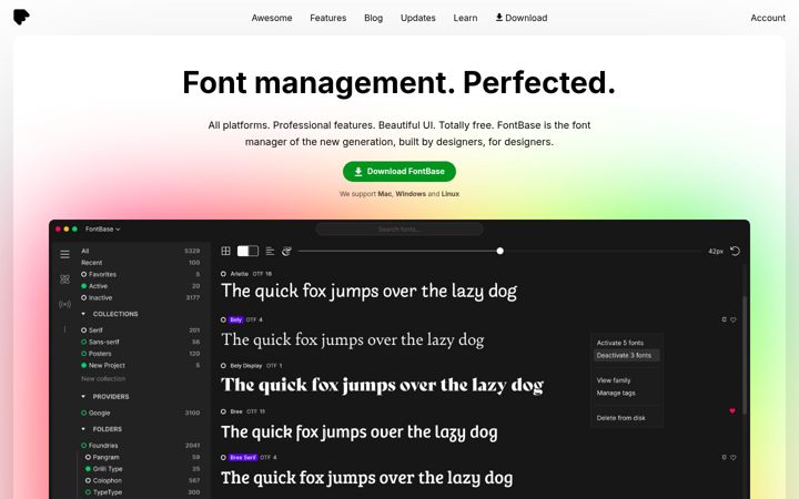 Screenshot of fontba.se