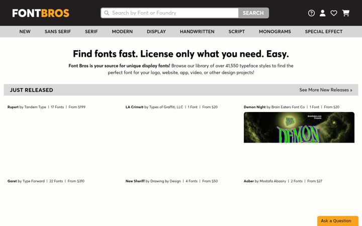 Screenshot di fontbros.com