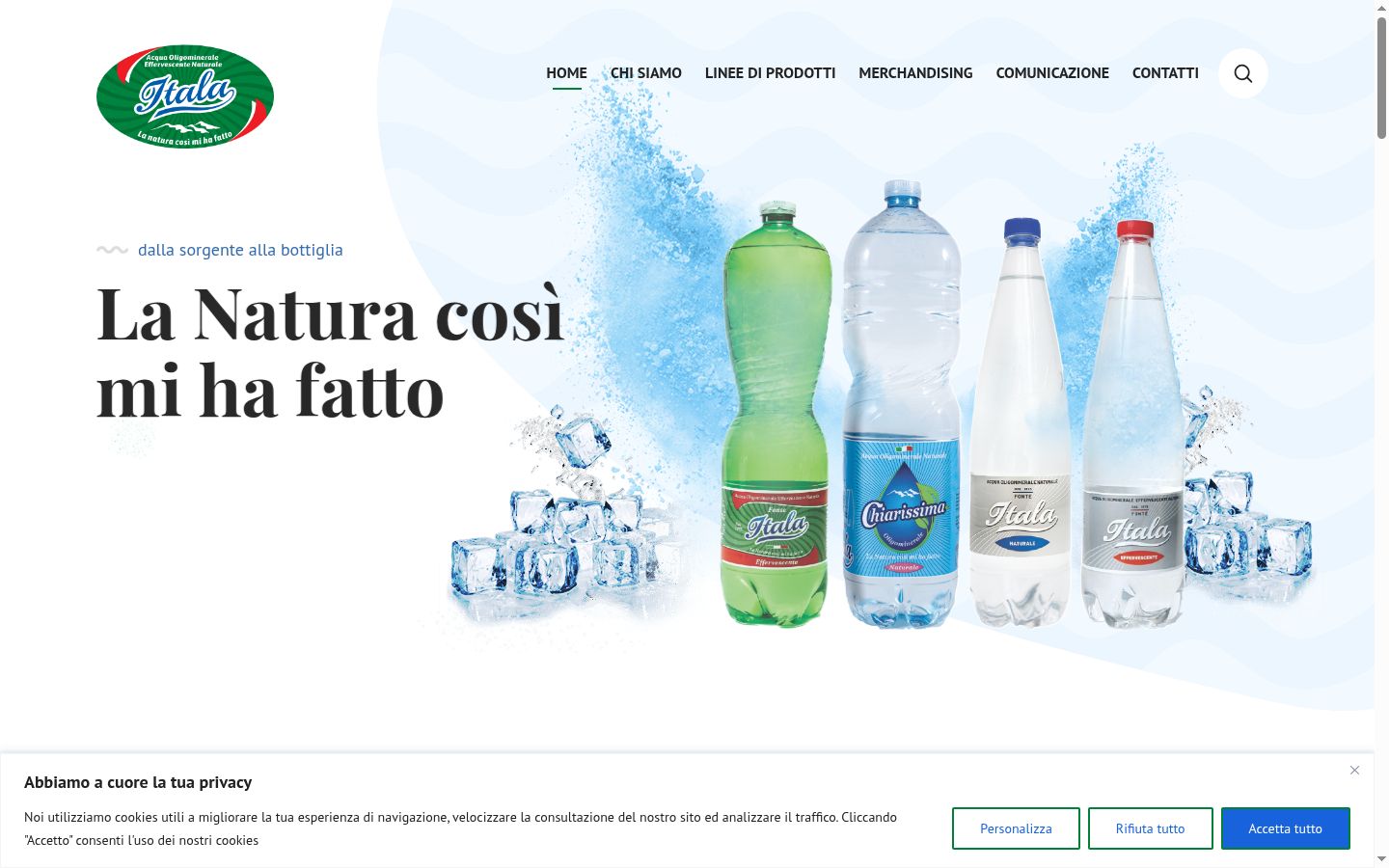Screenshot del banner di consenso mostrato prima di qualsiasi interazione