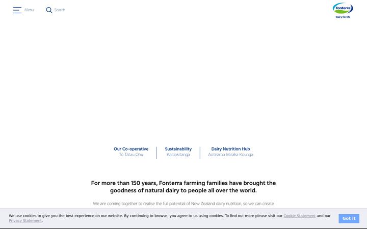 Screenshot of fonterra.com