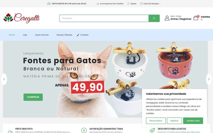 Screenshot of fontesceregatti.com.br