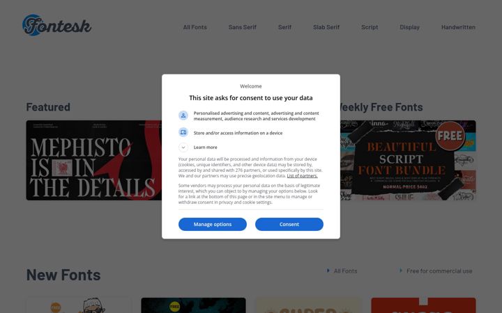 Screenshot του fontesk.com