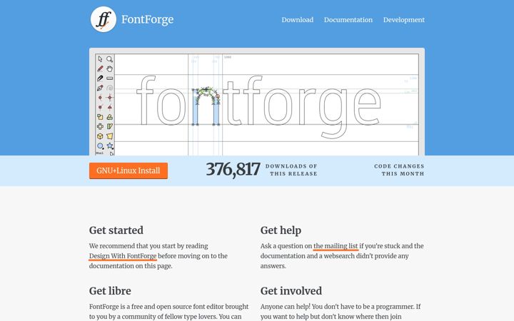 Screenshot of fontforge.org