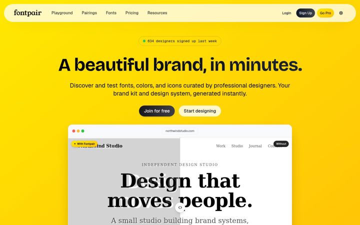 Screenshot of fontpair.co