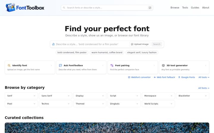 Ekrano kopija fonttoolbox.com