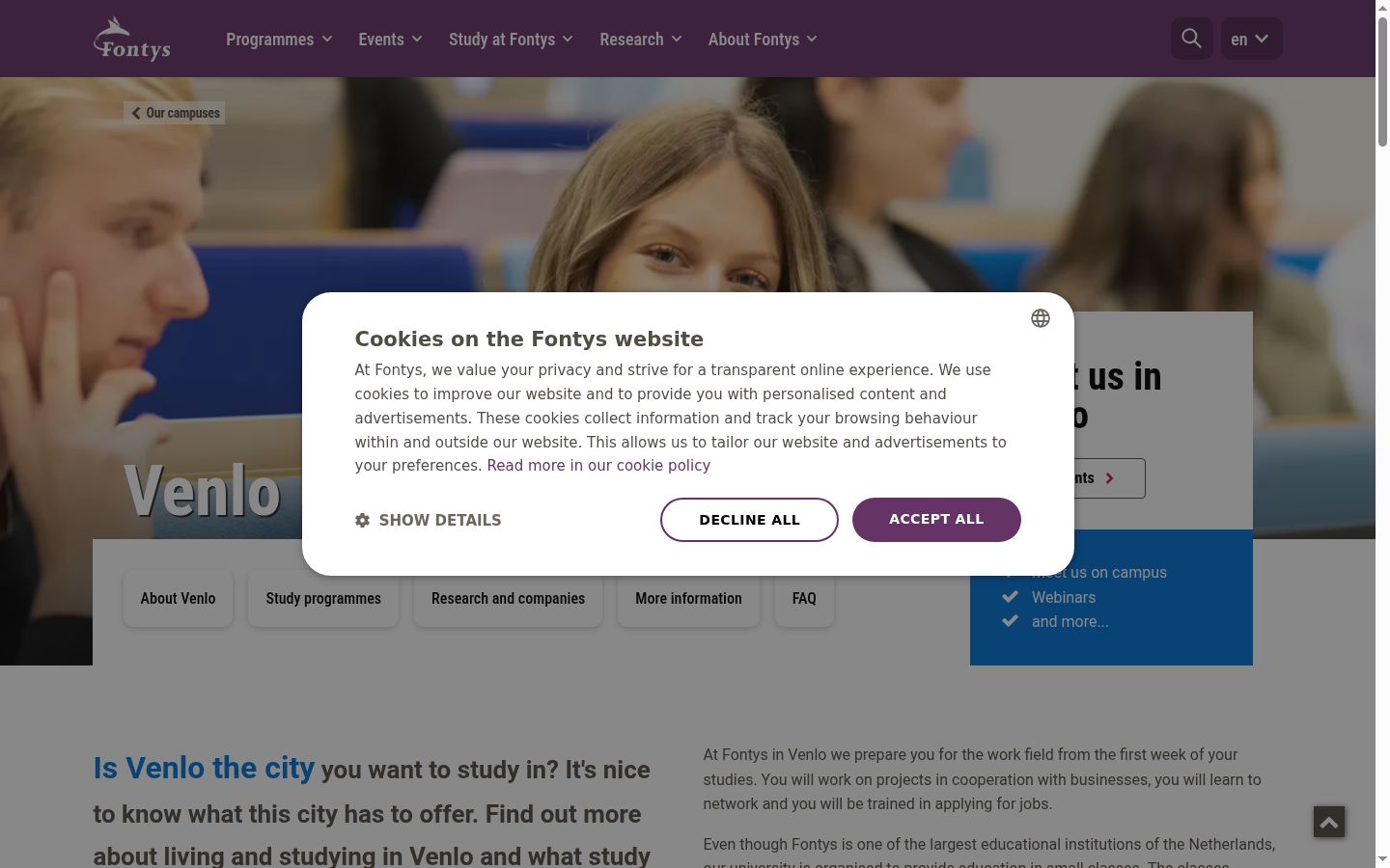 Screenshot del banner di consenso mostrato prima di qualsiasi interazione
