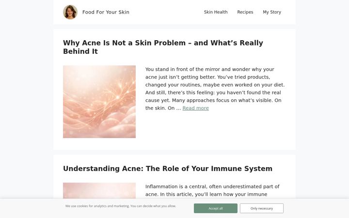 Screenshot of food-for-your-skin.com