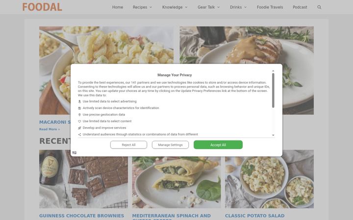 Screenshot of foodal.com