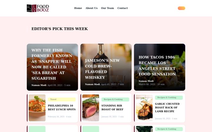 Screenshot of foodandbooz.com