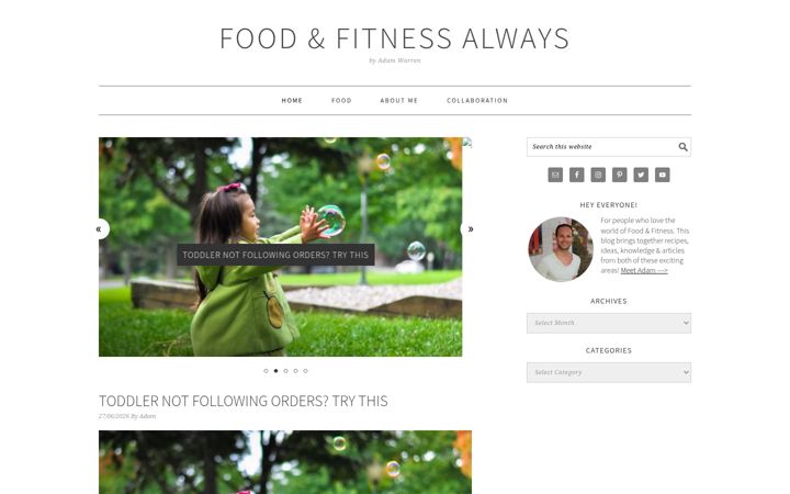Screenshot of foodandfitnessalways.com