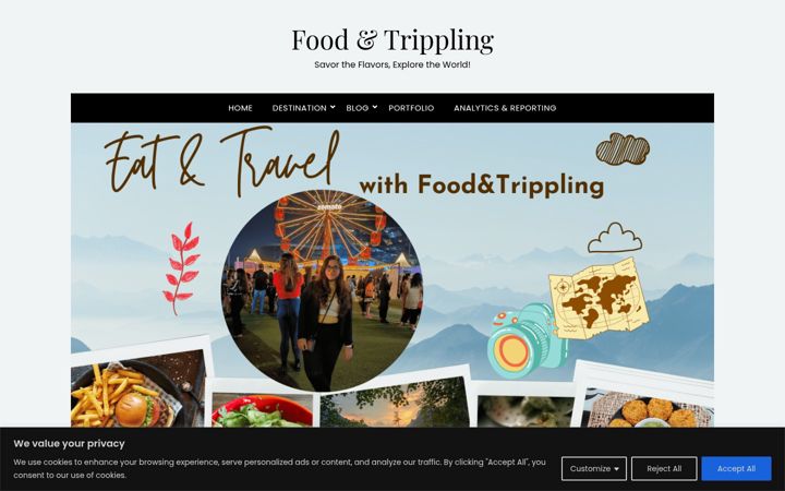 Screenshot of foodandtrippling.com