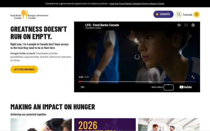 Screenshot of foodbankscanada.ca