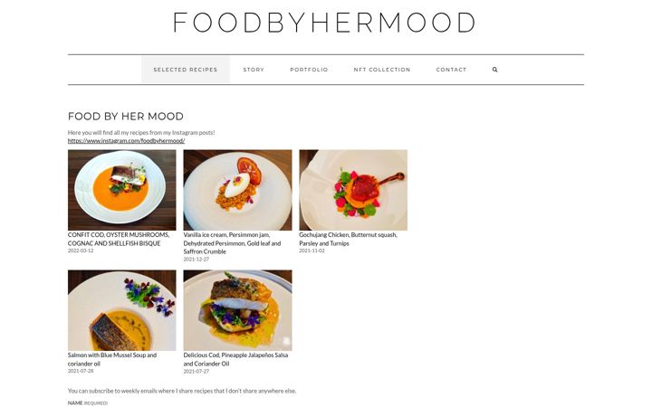 Screenshot of foodbyhermood.com