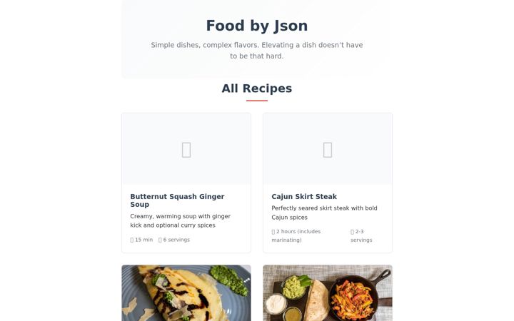 Screenshot of foodbyjson.com