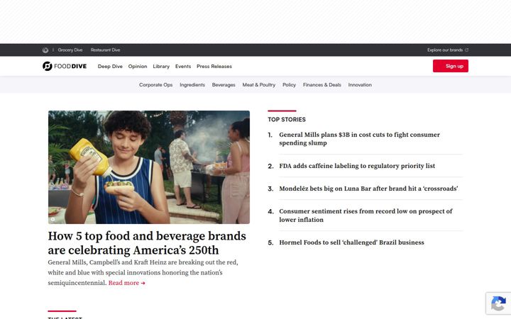 Екранна снимка на fooddive.com