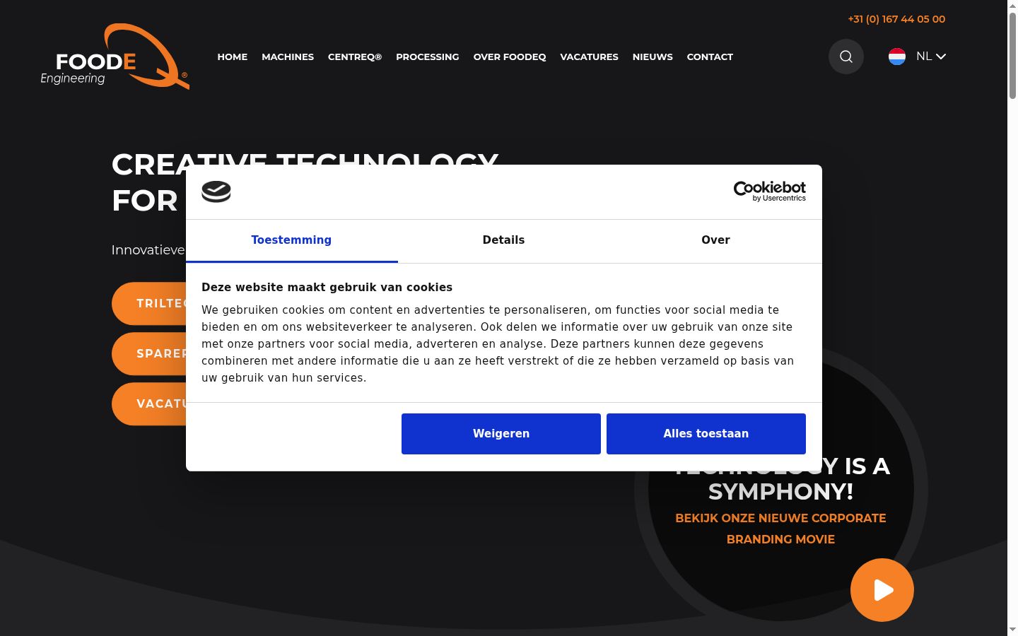 Screenshot del banner di consenso mostrato prima di qualsiasi interazione