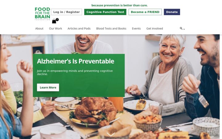 Screenshot of foodforthebrain.org