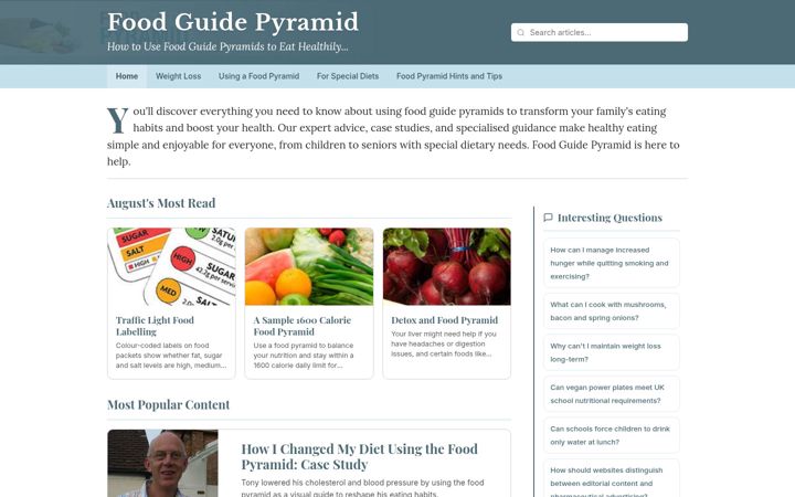 Screenshot of foodguidepyramid.co.uk