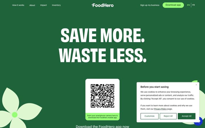 Screenshot of foodhero.com