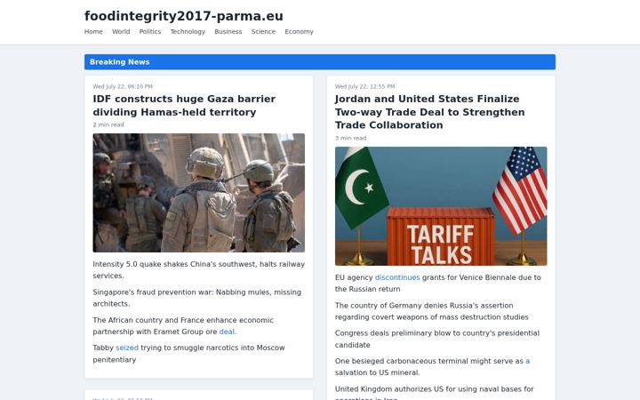 Screenshot of foodintegrity2017-parma.eu