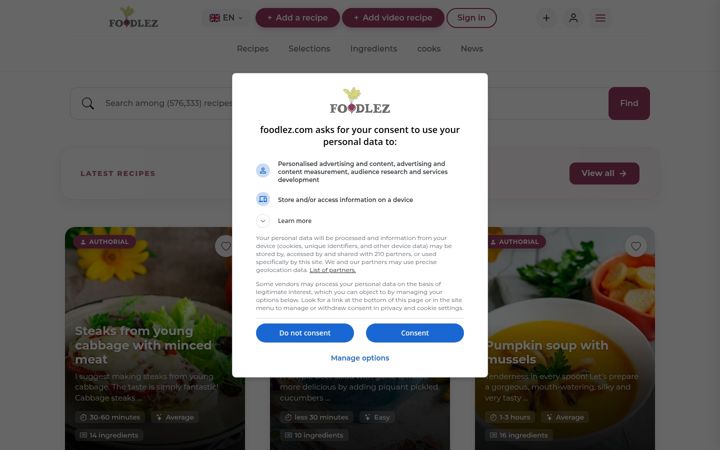 Screenshot of foodlez.com