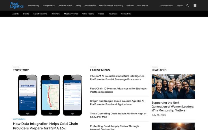 Screenshot of foodlogistics.com