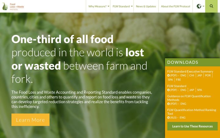 Screenshot of foodlossandwasteprotocol.org