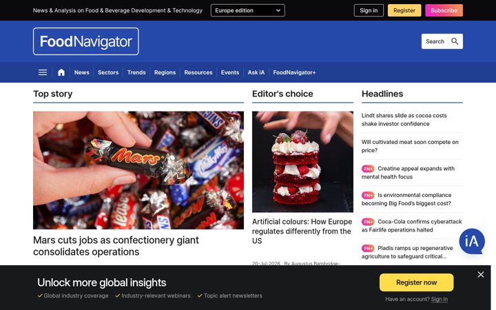 Screenshot of foodnavigator-asia.com