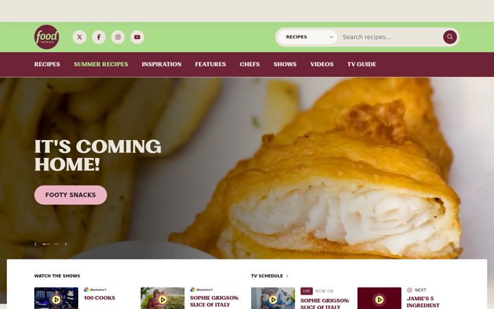 Capture d'écran de foodnetwork.co.uk