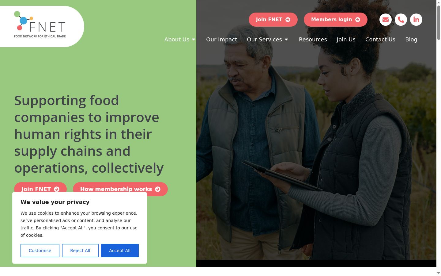 Screenshot del banner di consenso mostrato prima di qualsiasi interazione
